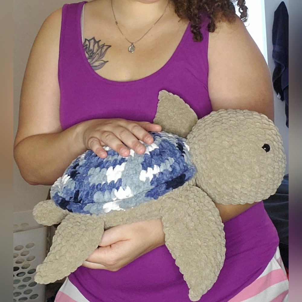 **SOLD** Handmade crochet jumbo plush sea turtle
